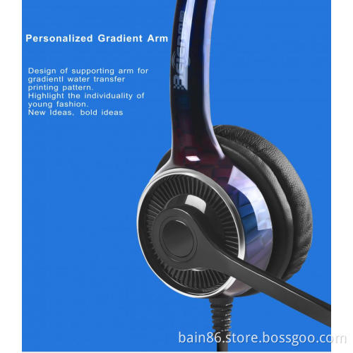 FC22 RJ over-ear headset with microphone for call center game online learning customer service